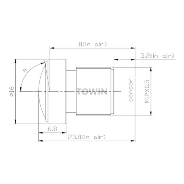 2.1mm 1/2.8″ Wide Angle IR Corrected M12 Lens F1.8 156°