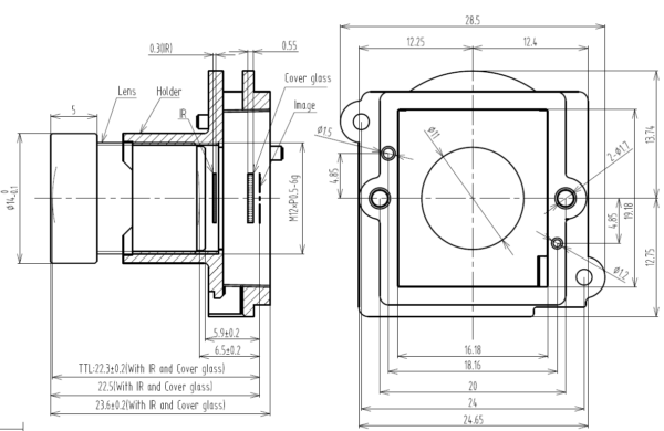 M12 Wide Angle Lens 96° CCTV Lens