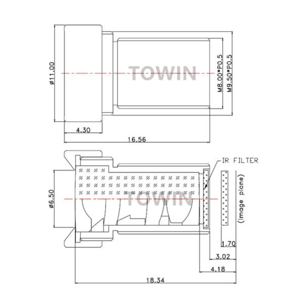 4mm Low Distortion M8 Miniature Lens