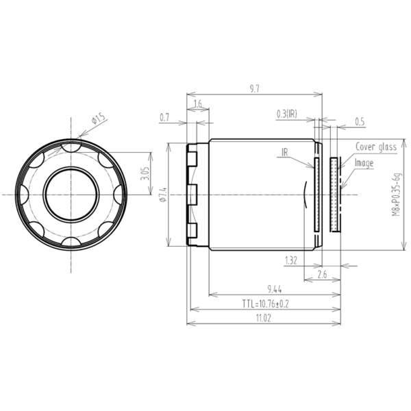 1/2.7″ 7.4mm Low Distortion CCTV Lens