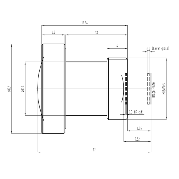 2.5mm 5-Megapixel M12 Wide Angle Lens