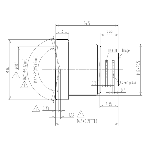 1/3″ 2.7mm M12 Wide Angle Lens