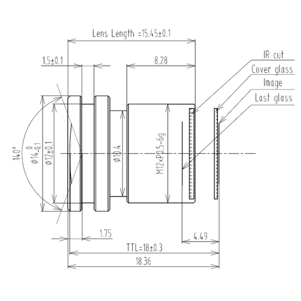 3.4mm 135° Wide Angle M12 Lens