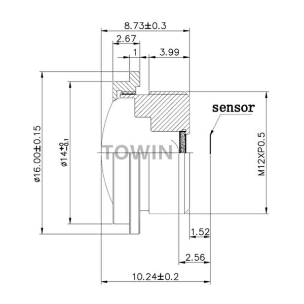 1/4″ 1.1mm 168° M12 Wide Angle Lens