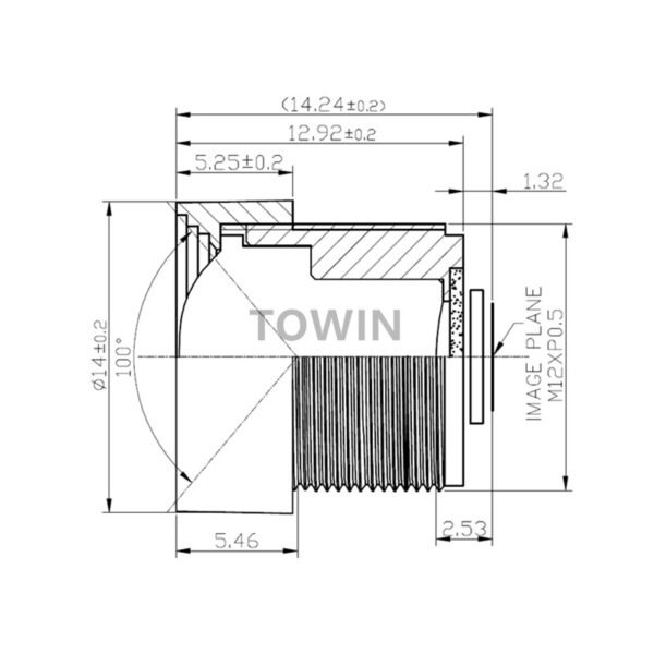 1/4″ 2.0mm 5MP M12 Low Distortion Lens