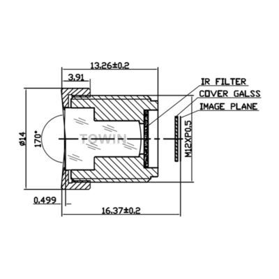1/3″ 3mm 150° M12 wide-angle CCTV Industrial Lens