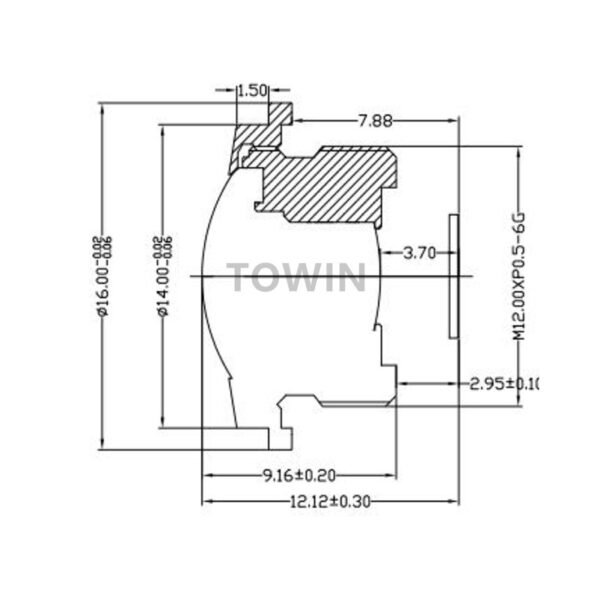 1.6mm 205° Fisheye Lens M12X0.5 Automotive CCTV Lens