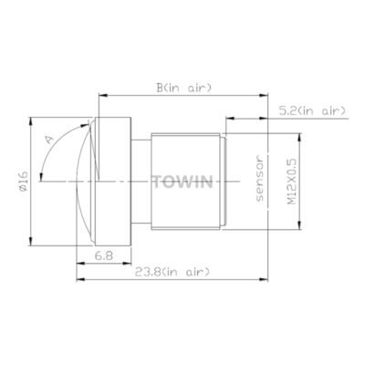 2.1mm 1/2.8″ Wide Angle IR Corrected M12 Lens F1.8 156°