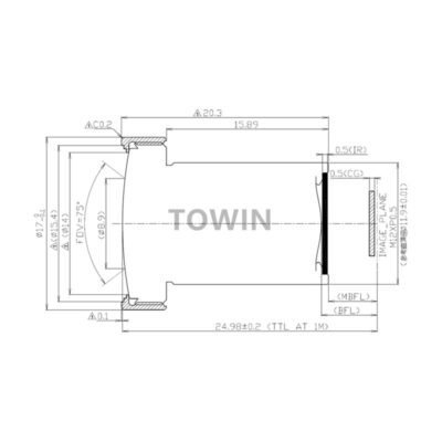 1/2″ 5.9mm M12 6MP F1.6 Low Distortion Lens