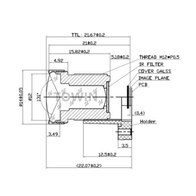 1/3″ 2.8mm M12 Wide Angle CCTV Lens