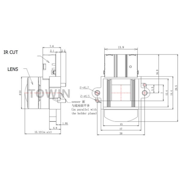 2.1mm 1/2.9″ M12 Wide Angle Lens