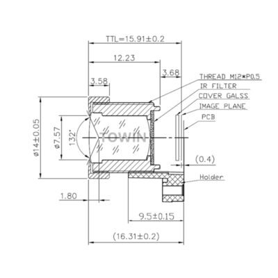 3.7mm 1/3.2″ M12 Wide Angle Lens