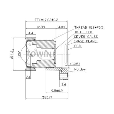 1/2.9″ 3.2mm M12 Wide Angle Lens 126° CCTV Lens