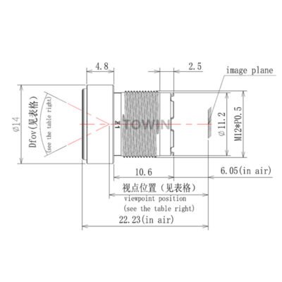 3.3mm 1/2.7″ M12 Wide Angle Lens