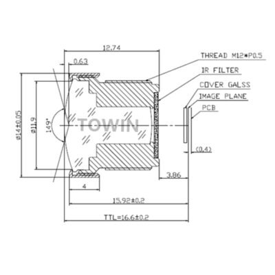1/3″ 2.7mm 155.2° M12 wide-angle Lens