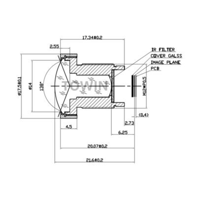 1/2.8″ 2.8mm 4MP 132° Wide Angle M12 CCTV Machine Vision Lens