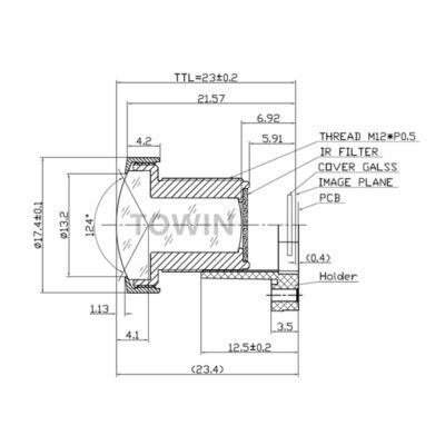 1/2.7″ 3.2mm 124° Wide Angle M12 Lens