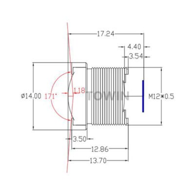 1/3″ 2.1mm 155° IR Corrected Wide Angle M12 Lens