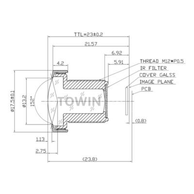 3.2mm 1/3" 111° Wide Angle M12 Lens