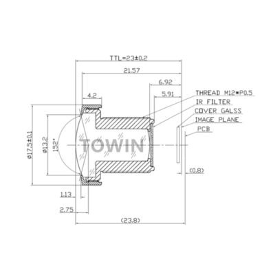 1/2" 3.1mm 160° wide-angle Lens