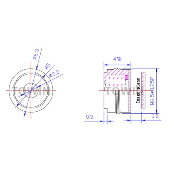 5mm 1/2.7" M6.5 Miniature Low Distortion Lens