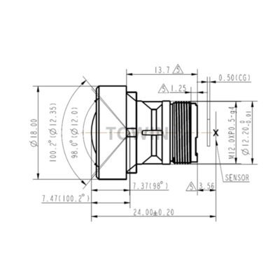 3.4mm M12 Lens 18MP 1/2.3" Wide Angle Low Distortion