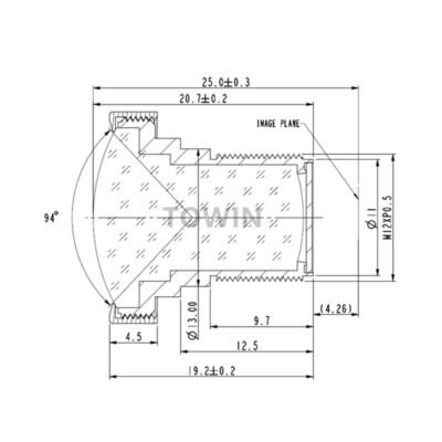 3.65mm F2.8 12.5MP M12 Low Distortion Drone Lens
