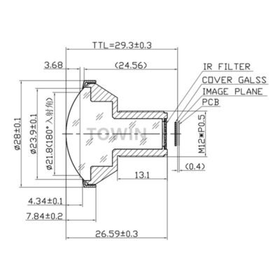 10MP 2.4mm M12 Automotive Fisheye Lens