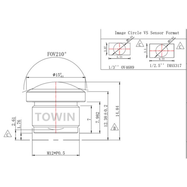 8MP 1.0mm M12 Fisheye Lens | 210° Automotive Lens