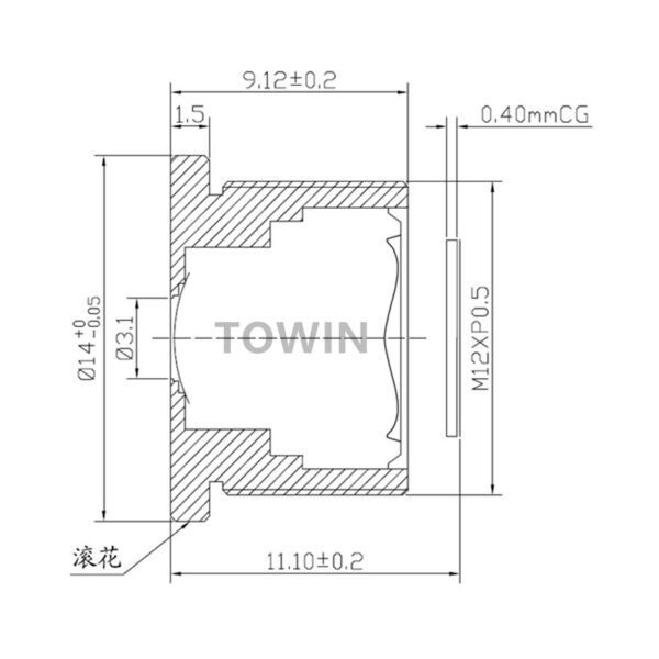 5MP 7.5mm M12 Low Distortion Industrial Lens
