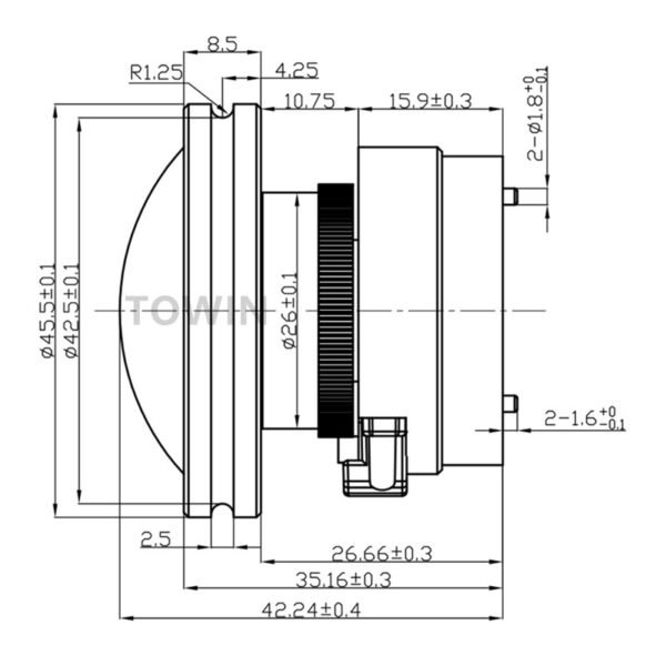 1/2.3" 12MP 2.2mm M12 Drone Fisheye Lens