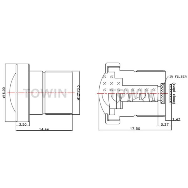 1/2.5″ 1.3mm M12 Fisheye Lens