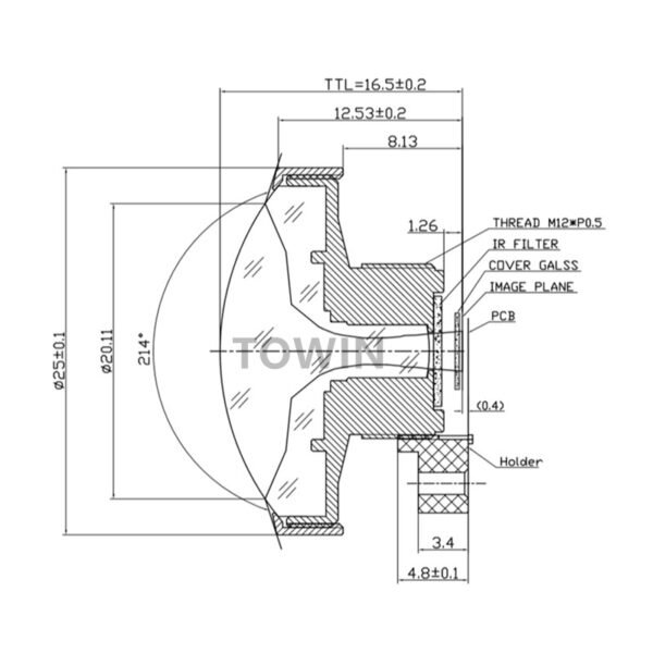 4MP 0.9mm M12 Fisheye Lens