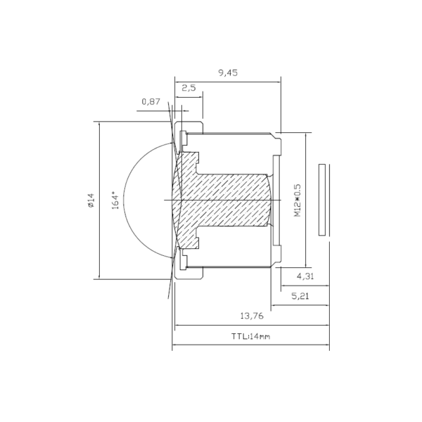 2.9mm M12 Wide Angle Lens | 1/2.7" 164° Drone Lens